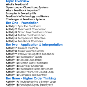 Feedback And Closed-Loop Control Worksheet Activity Booklet