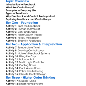 Feedback And Control Loops Worksheet Activity Booklet