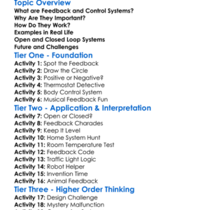 Feedback And Control Systems Worksheet Activity Booklet