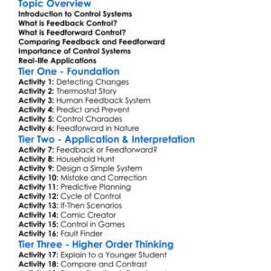 Feedback And Feedforward Control Worksheet Activity Booklet
