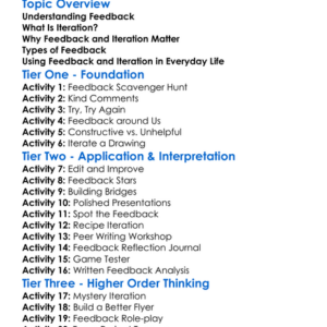 Feedback And Iteration Worksheet Activity Booklet