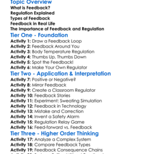 Feedback And Regulation Worksheet Activity Booklet