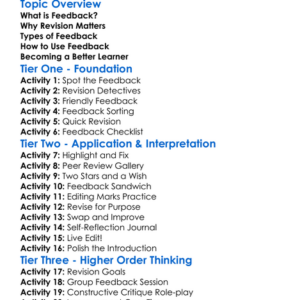 Feedback And Revision Worksheet Activity Booklet