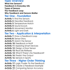 Feedback And Sensors Worksheet Activity Booklet