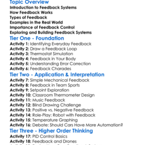 Feedback Control Systems Worksheet Activity Booklet