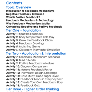 Feedback Mechanisms Negative And Positive Worksheet Activity Booklet