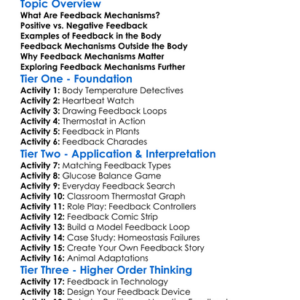 Feedback Mechanisms Worksheet Activity Booklet