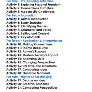 Feel Free Zadie Smith Worksheet Activity Booklet