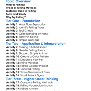 Felting Basics Worksheet Activity Booklet