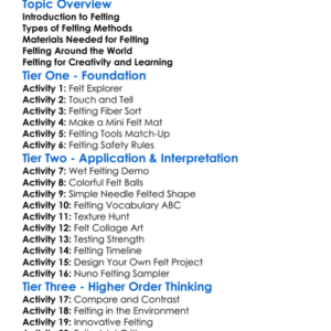 Felting Methods Worksheet Activity Booklet