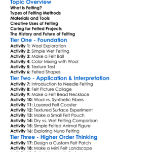 Felting Techniques Worksheet Activity Booklet