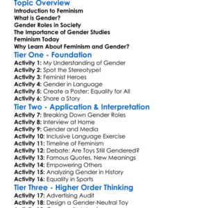 Feminism And Gender Studies Worksheet Activity Booklet