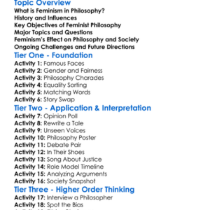 Feminism In Philosophy Worksheet Activity Booklet