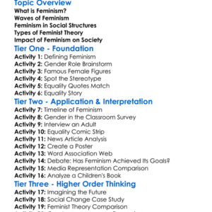 Feminism In Sociology Worksheet Activity Booklet
