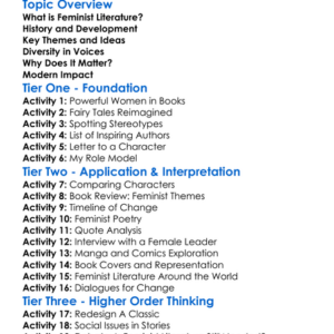 Feminist Literature Worksheet Activity Booklet