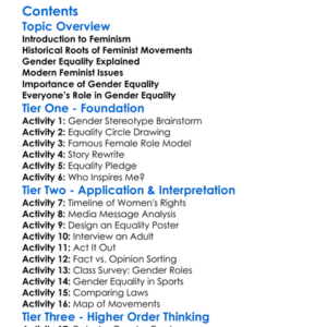Feminist Movements And Gender Equality Worksheet Activity Booklet