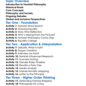 Feminist Philosophy Worksheet Activity Booklet