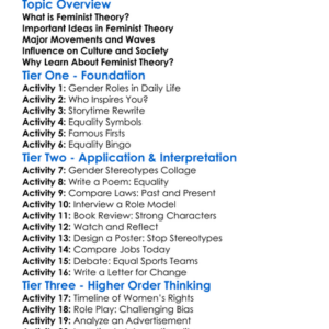 Feminist Theory Worksheet Activity Booklet