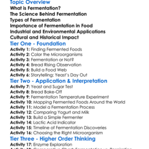 Fermentation And Its Applications Worksheet Activity Booklet