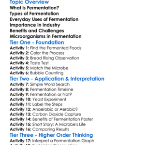 Fermentation And Its Uses Worksheet Activity Booklet