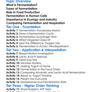 Fermentation In Biology Worksheet Activity Booklet