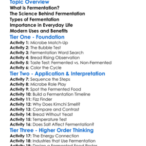 Fermentation Process Worksheet Activity Booklet