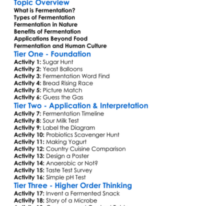 Fermentation Worksheet Activity Booklet