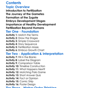 Fertilization And Embryo Development Worksheet Activity Booklet