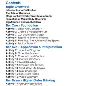 Fertilization And Embryonic Development Worksheet Activity Booklet