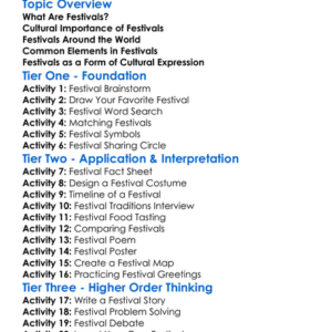 Festivals As Cultural Expression Worksheet Activity Booklet