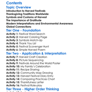 Festivals Of Harvest And Thanksgiving Worksheet Activity Booklet