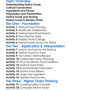 Festive Foods Worksheet Activity Booklet