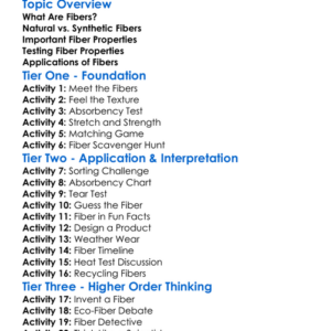 Fiber Properties Worksheet Activity Booklet