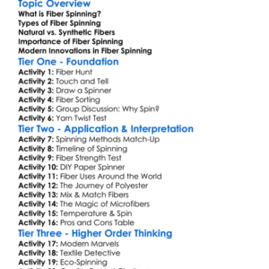 Fiber Spinning Worksheet Activity Booklet