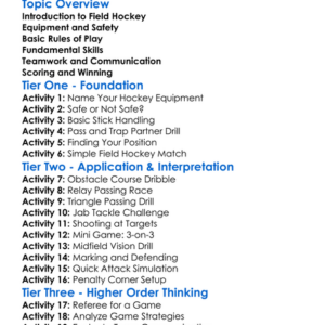 Field Hockey Fundamentals Worksheet Activity Booklet