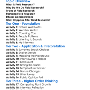 Field Research Worksheet Activity Booklet