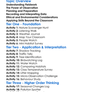 Fieldwork And Observation Worksheet Activity Booklet