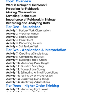 Fieldwork In Biology Worksheet Activity Booklet