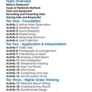 Fieldwork Methods Worksheet Activity Booklet