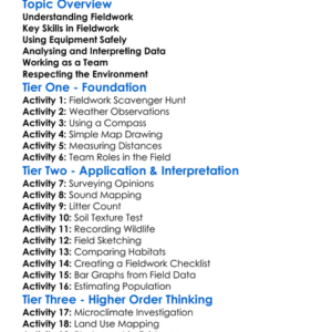 Fieldwork Skills Worksheet Activity Booklet