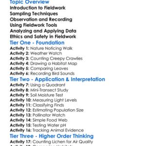 Fieldwork Techniques In Biology Worksheet Activity Booklet