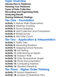 Fieldwork Techniques Worksheet Activity Booklet