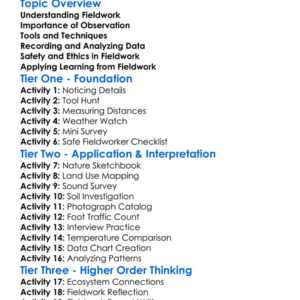 Fieldwork Worksheet Activity Booklet