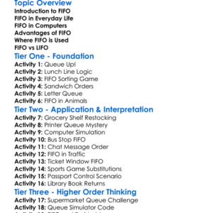 Fifo First-In First-Out Worksheet Activity Booklet