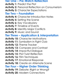 Fight Club 1999 Worksheet Activity Booklet