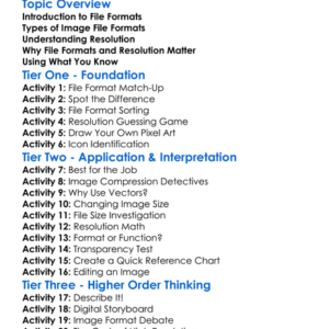 File Formats And Resolution Worksheet Activity Booklet