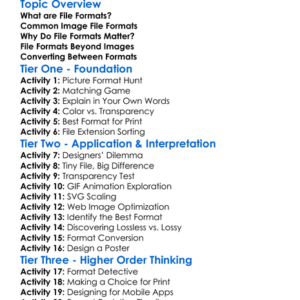 File Formats For Design Worksheet Activity Booklet
