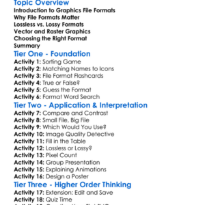 File Formats For Graphics Worksheet Activity Booklet
