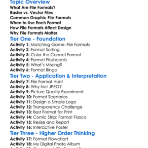 File Formats In Graphic Design Worksheet Activity Booklet
