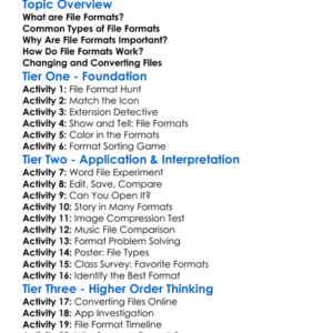 File Formats Worksheet Activity Booklet